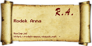 Rodek Anna névjegykártya